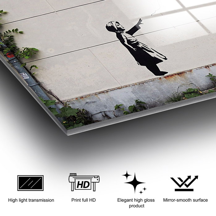 Wallity Cuadro Decorativo de Cristal Templado Banksy 70 x 100 cm